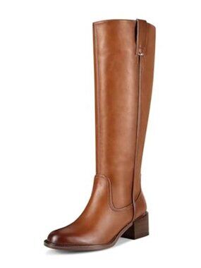 Knee High Boots Womens Riding Boots Chunky Heel Faux Leather Tall Boots